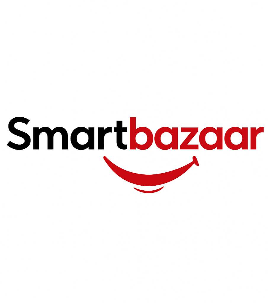 Smartbazaar logo with black and red text on a white background